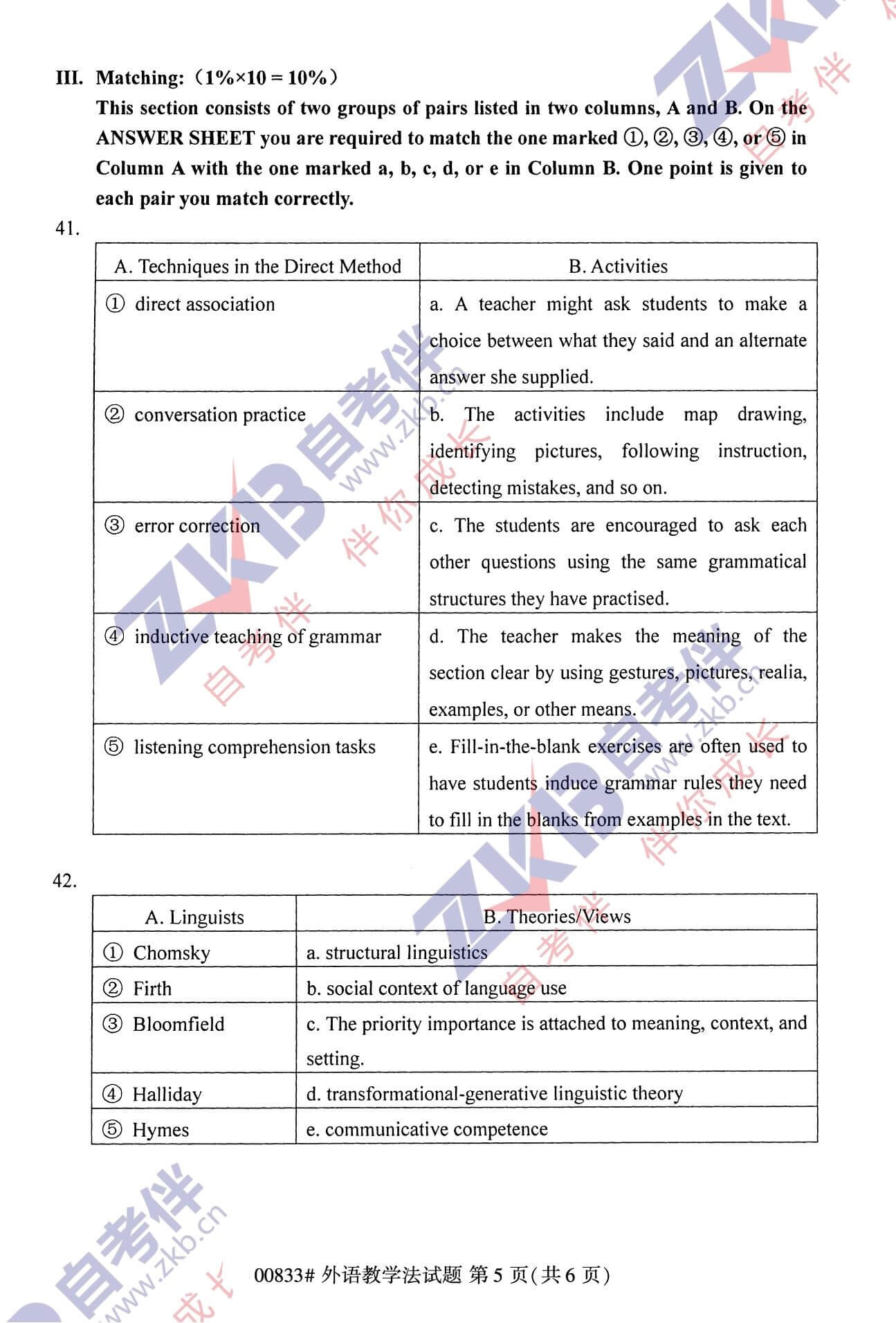 2021年10月福建自考00833外语教学法试卷